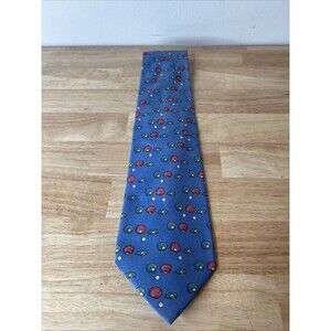 Vintage Yves Saint Laurent YSL Silk Tie Blue Seashell Scallop Pearl Novelty